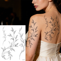 Autocollants de tatouage temporaire en papier écologique à motif floral indien minimaliste brodé, pour le visage et le corps, longue durée