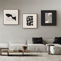 Peinture décorative encadrée haut de gamme, moderne et minimaliste, pour restaurant, design abstrait noir et blanc, style luxe léger pour salon