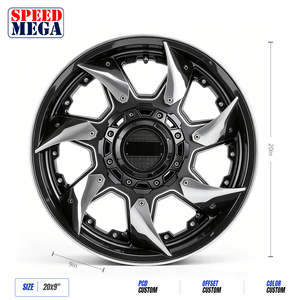 Rueda de aleación SPEED MEGA negra para camioneta SUV de 8 orificios, mejora con mecanizado CNC, aleación Mega brillante forjada, llanta de alta resistencia. - Product Image 2