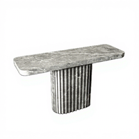 Table console moderne, écologique, luxueuse, au design personnalisé, avec base à pattes cannelées, en marbre noir, pierre naturelle, unique