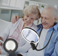 5F-8039-6 New Model Round High Powered LED Neck Wearing Magnifier Rechargeable Magnetic Detachable Magnifying Glasses