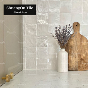 Gạch men tráng men ngọc trai bán buôn, màu kem, chất liệu gốm sứ, dùng làm ốp tường nhà bếp, nhà tắm, trang trí, gạch sứ thủ công - Product Image 3