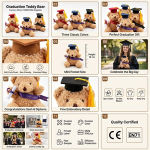Ours en peluche diplômé avec toque de graduation, cadeau commémoratif de remise de diplôme, design de jouet en peluche - Product Image 2