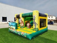 Château gonflable commercial pour enfants, thème animaux de la jungle, avec toboggan, en PVC, pour la location d'événements et de fêtes