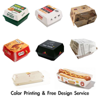 Boîte à emporter en papier anti-graisse pour hamburger, poulet frit, hot-dog, hamburger, avec lamination UV et mate pour sushi et chips de pommes de terre