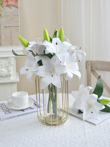 Flores de Lirio Artificiales de Tacto Real, Ramo de Lirio <span class=keywords><strong>Casablanca</strong></span> de PU para Centros de Mesa de Boda, Decoración Minimalista para Sala de Estar - Product Image 6