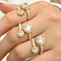 Bague pour femme ultra-brillante en zirconium double anneau, plaquée or 18 carats, en acier inoxydable, bijou tendance, best-seller