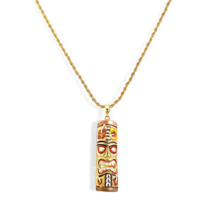 Collar Hawaiano chapado en oro de 14K colorido <span class=keywords><strong>Tiki</strong></span> Totem amuleto colgante collar joyería - Product Image 4