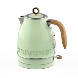 Bouilloire électrique rétro 1,7 L avec poignée en bois, chauffe-eau en acier inoxydable, indicateur LED, élément chauffant dissimulé - Product Image 2