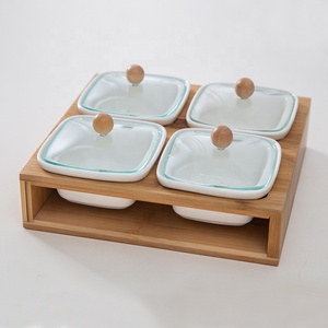 Assiette à fruits créative et écologique de style campagnard, bol à biscuits, noix, fruits secs, avec couvercle en <span class=keywords><strong>bambou</strong></span>, pour le salon - Product Image 6