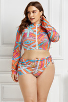 Xuanlang Nieuwe Aanwinsten 5XL Lange Mouwen Plus Size Zwemkleding en Strandkleding Set Met Sjaal