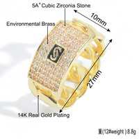 Anillo de Eslabones Cubanos Chapado en Oro de 14K con Pavé Completo de Circonitas Cúbicas, Joyería para Hombre, OEM ODM, Envío Rápido, Venta al por Mayor para Revendedores de Boutiques