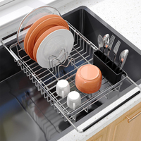 Égouttoir à vaisselle extensible en acier inoxydable pour évier de cuisine, support et égouttoir à ustensiles