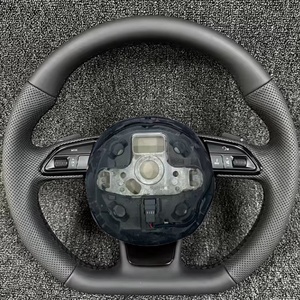 Volante per Auto <span class=keywords><strong>Audi</strong></span> R8 TT TTS T RS A6 A7 A3 A4 A5 Sport con Fondo Piatto <span class=keywords><strong>e</strong></span> Paddle Shift in Fibra di Carbonio Personalizzato - Product Image 2
