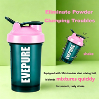 Bouteilles de shaker à protéines EVEPURE 13 oz en PP avec poignée, anti-fuite, sans BPA, lavables au lave-vaisselle, pour adultes, utilisation en extérieur