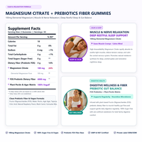 Gummies de citrate de magnésium 100 mg, 180 unités, sans sucre, végétaliennes, à la pectine, supplément anti-stress, marque privée OEM, saveur orange, 24
