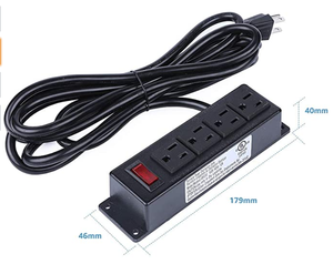 เต้ารับติดผนัง 4 ช่องเสียบแบบขันสกรู  ปลั๊กไฟแบบแขวนใต้โต๊ะ  แบบติดตั้งบนพื้นผิว  ปลั๊กพ่วงแบบอเมริกันพร้อมสวิตช์ - Product Image 3