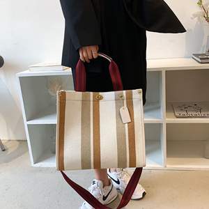 Vente en gros de fourre-tout sacs pour femmes 2025 2026 nouvelle toile rayée fourre-tout large bande femmes dames épaule sacs à bandoulière - Product Image 6