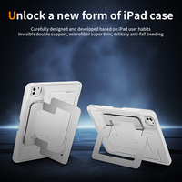 TPU tampon ve plastik combo defender kapak iPad kılıfı Pro 11 2024 M4 A2836 metal katlanmış standı ile geri
