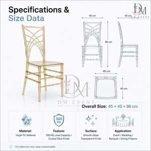 Elegante Silla Chiavari de PC Color Champán con Respaldo Decorativo Desmontable para Bodas, Banquetes y Eventos, Proveedor Mayorista - Product Image 4
