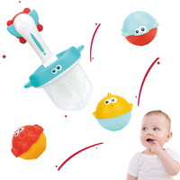 Set Mainan Memancing di Bak Mandi Bayi Edukatif, Bola Hewan Lunak Mengapung dengan Jaring, Bebas BPA, Mainan Air untuk Balita