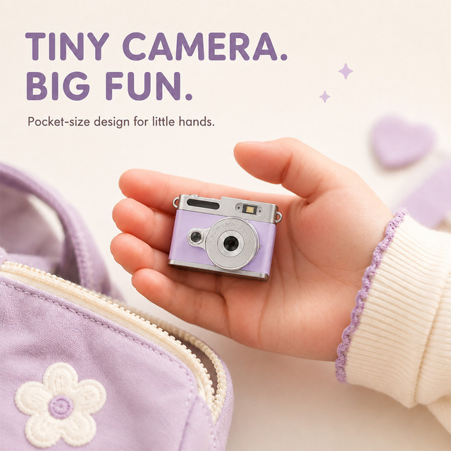 OEM Leather Style Mini Kids Camera with Selfie Mirror LED Flash 2K Portable Digital Camera Manufacturer