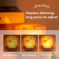 Lampe de Sel de l'Himalaya Naturel à LED avec Prise USB pour la Méditation, Décoration de Chambre, Lampe de Nuit en Pierre de Sel, Lampe de Table Effet Lave