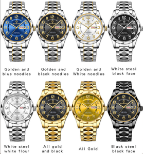 Nouvelle Montre Homme de Luxe à Quartz Ronde 2026, Double <span class=keywords><strong>Calendrier</strong></span>, Étanche, Affichage Lumineux, Bracelet en Acier Inoxydable, Cadran Numérique, Style Business Décontracté - Product Image 3