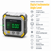 Inclinomètre numérique, mesureur d'angle à 360 degrés avec base magnétique, laser rouge, garantie 1 an, outil de charpentier, CE ISO9001