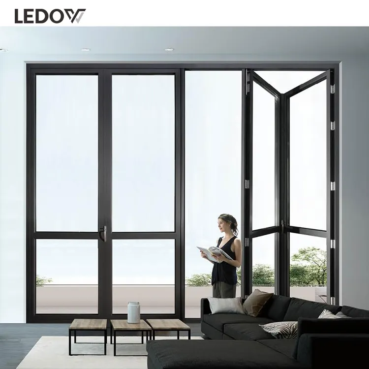 LVDUN Top Cheap Folding Bi Fold Bifold Windows Price Aluminum Double Glass Bifold Door