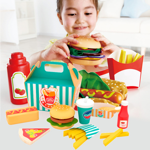 Faire semblant de jouer à la cuisine en bois pour enfants, ensemble de jouets de restauration rapide, hamburger frites modè<span class=keywords><strong>le</strong></span> <span class=keywords><strong>Cola</strong></span>, jouets de cuisine pour enfants - Product Image 2