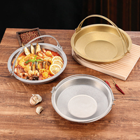 Poêle à soupe, poêle à frire, poêle à paella pour fruits de mer, poêle à double poignée, en acier inoxydable moderne de haute qualité, antiadhésive, compatible avec les cuisinières à gaz