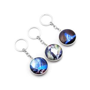 Key Chain Customized Metal Keyrings With Round <b>Shaped</b> Sticker Glass Transparent Keychain - Product Image 2