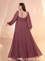 Robe de soirée longue pour femme, taille plus, design luxueux à manches bouffantes, col carré, décontractée, glamour, dos nu, fente haute, couleur unie