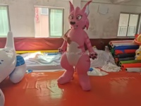 Poupée gonflable de chat de bande dessinée rose de PVC de BeiLe, mascotte gonflable d'équipement publicitaire