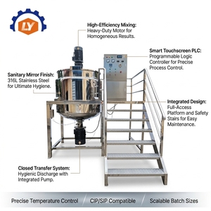 Mezclador de Chocolate Sinobiz con Sistema de Desespumación al Vacío, Capacidad Fija de <span class=keywords><strong>1000</strong></span> <span class=keywords><strong>Lt</strong></span>/h, Emulsionador, Homogeneizador con PLC - Product Image 3