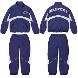 Conjunto Deportivo de Dos Piezas con Cremallera, Personalizable para Fabricantes, Reflectante, para Correr, de Poliéster y Algodón, con Capucha, Cortavientos Informal para Invierno - Product Image 1