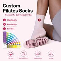 Chaussettes de yoga jacquard personnalisées avec logo OEM, respirantes, en coton, pour femmes, antidérapantes, pour le Pilates de printemps