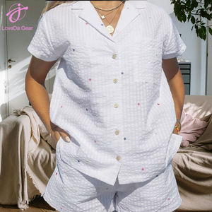 Ensemble pyjama pour femmes Loveda en gros, chemise à imprimé mignon d'été, deux pièces, chemise à manches courtes, shorts, avec <span class=keywords><strong>poche</strong></span> - Product Image 6