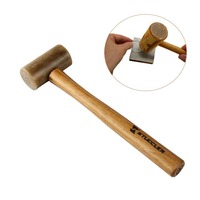 STUCCLER Maillet en cuir brut de qualité supérieure 25mm 32mm 44mm 48mm Marteaux en cuir de vachette Outil d'artisanat avec manche en bois