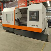 Tour CNC à banc incliné horizontal TCK63, certification CE, machine de tournage et de fraisage multifonctionnelle robuste, à broche unique pour