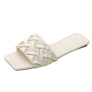 Sandales plates en perles pour femmes, style français, tressées, à bout ouvert, tendance, décontractées, à talon plat, pour l'extérieur - Product Image 5