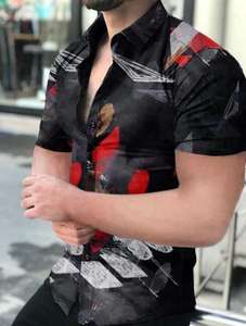 Ingrosso stampato a manica corta ad asciugatura rapida stile Slim taglie forti collo girocollo Casual <span class=keywords><strong>camicia</strong></span> da uomo - Product Image 5