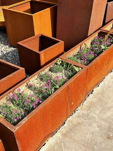 Jardinières rectangulaires d'extérieur en acier Corten, grandes jardinières écologiques pour la maison et le jardin - Product Image 5