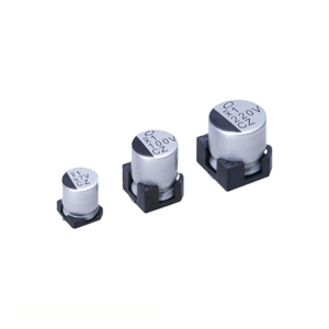 ตัวเก็บประจุแบบ SMD รุ่น UCZ1J221MNS1MS ความจุ 220 ไมโครฟารัด ชนิดติดตั้งบนพื้นผิว ทำจากอะลูมิเนียม ความจุ 220UF ค่าความคลาดเคลื่อน 20% แรงดัน 63V - Product Image 1