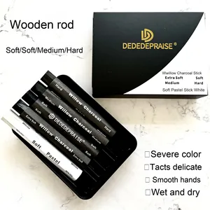 5 pezzi solubili in acqua professionale <span class=keywords><strong>accademia</strong></span> arte disegno salice carboncino bianco pastello bastoncini-extra morbido medio duro morbido - Product Image 2