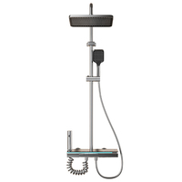 Ensemble de douche hôtelier gris anthracite avec affichage numérique, pommeau de douche pluie 4 modes, douchette à main, pulvérisateur de bidet et bec de baignoire - Vente en gros usine