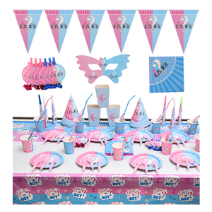 Decoración de fiesta para el género, pancarta desechable para niño o niña, <span class=keywords><strong>vajilla</strong></span> para Baby Shower, confeti de látex, globos, suministros de utilería para fotos - Product Image 2