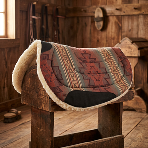 GN Export Tapis de selle d'équitation western polyvalent, motif géométrique rouge, en cuir de vachette, doublure polaire, rembourrage polyester pour - Product Image 5