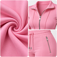 Ensemble Femme Rose Hoodie Zippé Pantalon Ajusté Manches Longues Poches Zippées Y2K Tracksuit Fournisseur OEM ODM Grossiste B2B